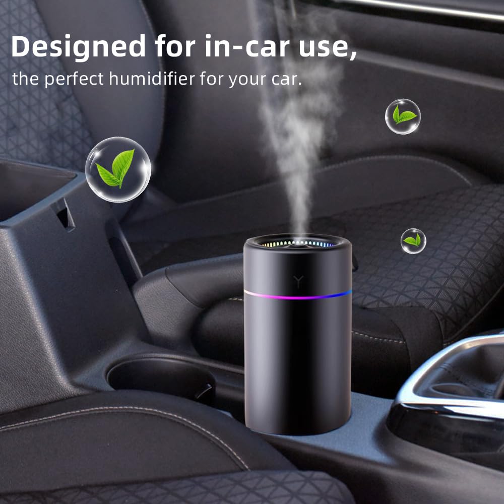 Mini Car Humidifier Portable USB Diffuser – 7 Color LED Night Light Air Humidifier for Car, Home & Office