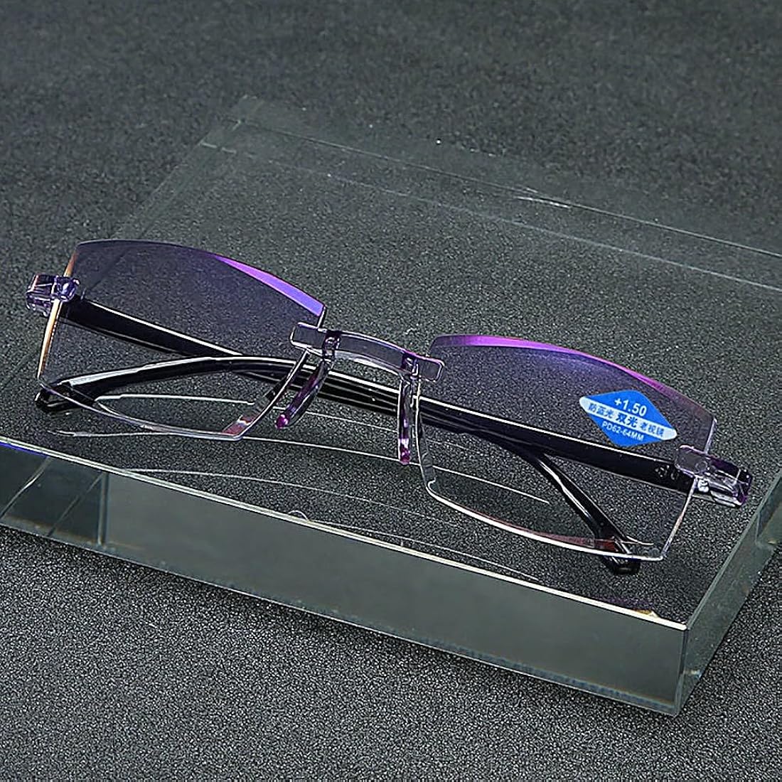 XUESHANN Retro Multifocal Blue Light Blocking Reading Glasses – Rectangle Diamond-Cut Bifocal Eyeglasses for Men & Women