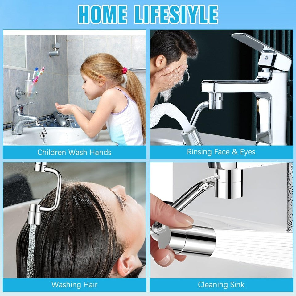 1800° Swivel Faucet Extender for Bathroom Sink – 2-Mode Water Saving Splash Filter Tap Extension