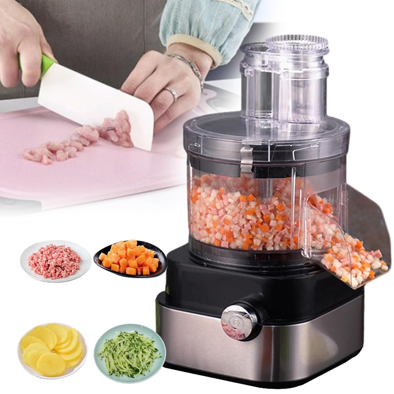 5-in-1 Electric Vegetable Chopper & Food Processor – 600W Multifunction Meat Grinder with 5 Stainless Steel Blades