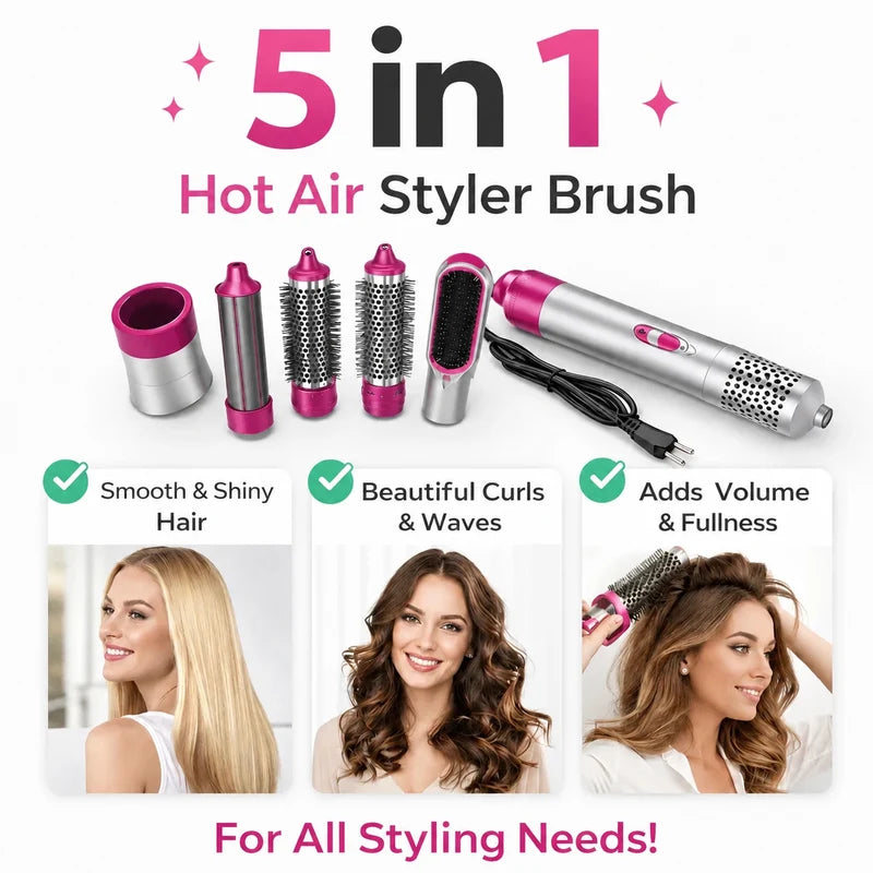 Multi-Functional 5-In-1 Straightening Iron Curling Iron Hot Comb Styling Set Hair Dryer And Electric Comb Hairdressing Tools