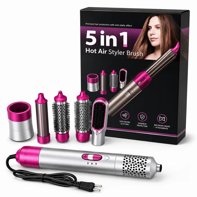 Multi-Functional 5-In-1 Straightening Iron Curling Iron Hot Comb Styling Set Hair Dryer And Electric Comb Hairdressing Tools