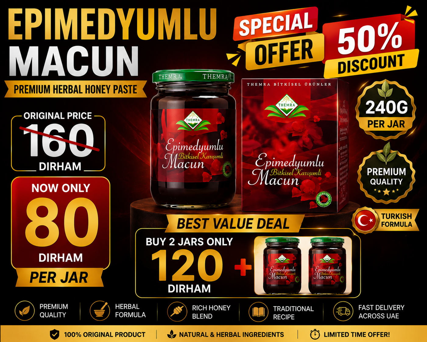 Epimedyumlu Macun – Premium Turkish Herbal Honey Blend