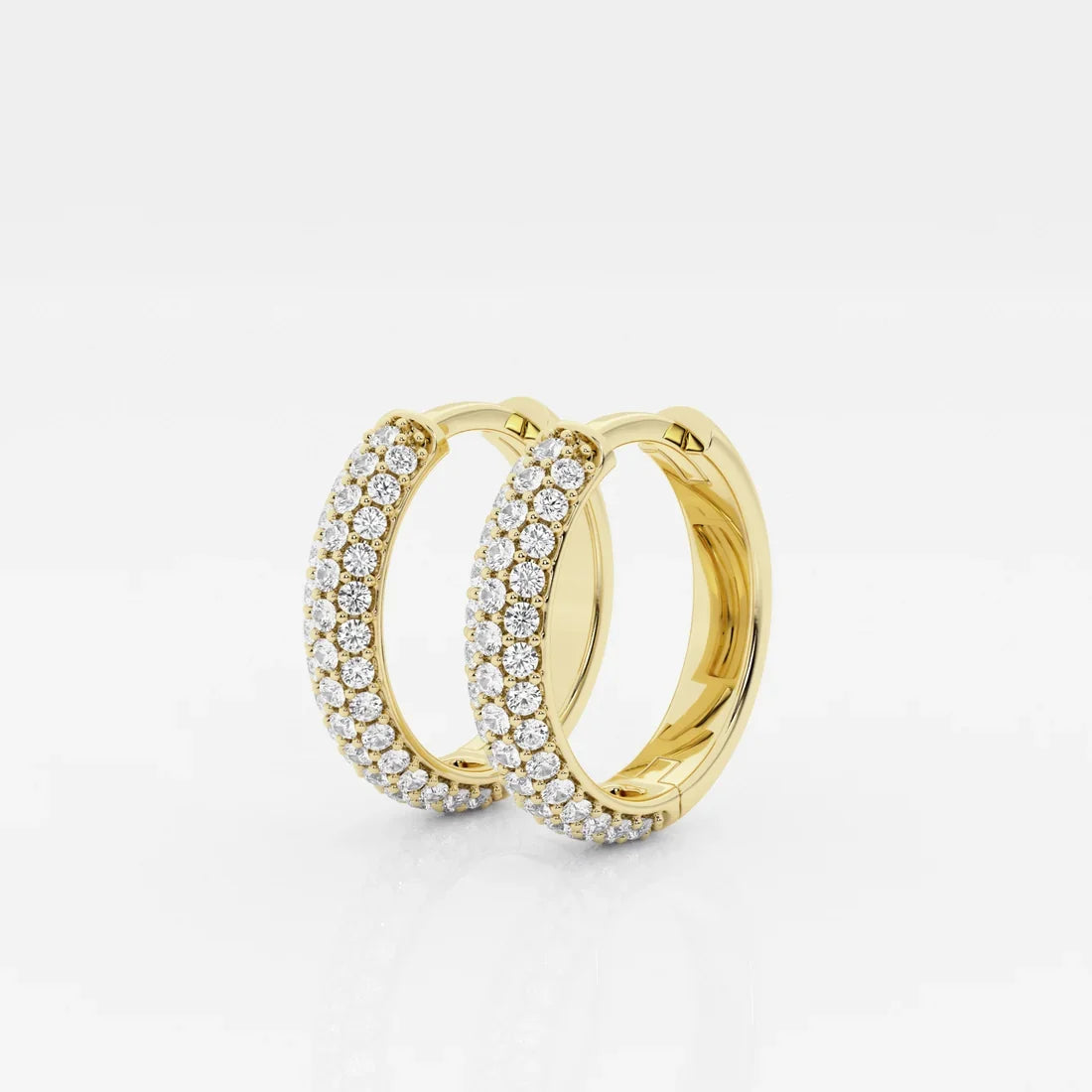 14K Yellow Gold CZ Huggie Hoop Earrings – 3/8" Sparkling Cubic Zirconia Elegant Hoop Earrings for Women