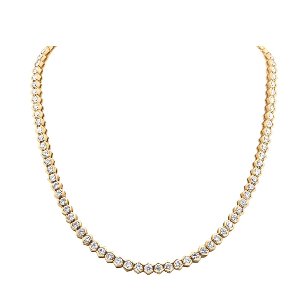 925 Sterling Silver 3mm CZ Gold Dipped Tennis Chain Necklace – Luxury Sparkling Unisex Jewelry