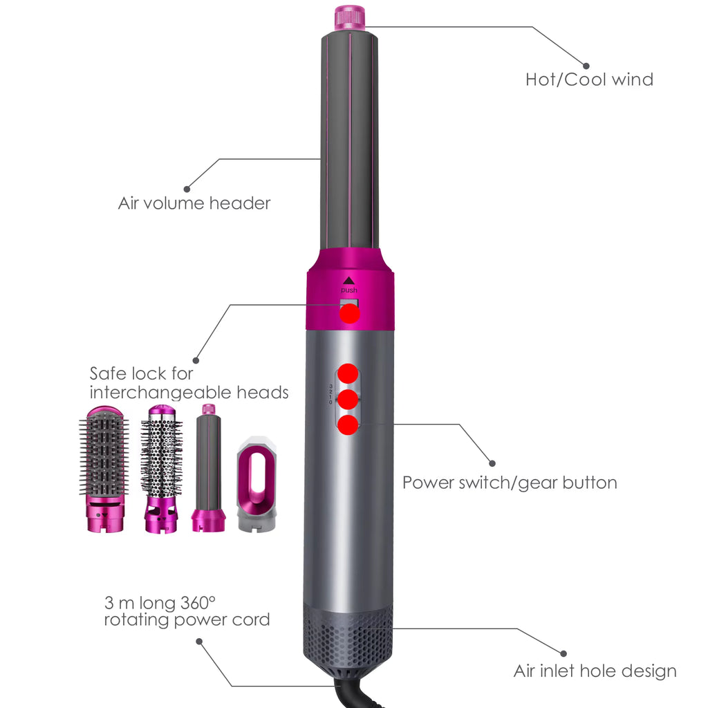 Multi-Functional 5-In-1 Straightening Iron Curling Iron Hot Comb Styling Set Hair Dryer And Electric Comb Hairdressing Tools